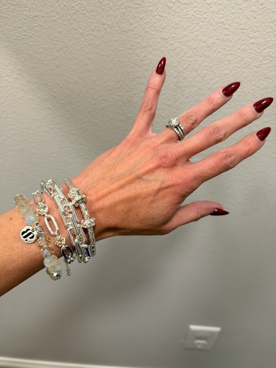 Bomb Party Jewelry - BOMB PARTY!! Silver-Tone Beaded & Chain Bracelet Stack with Champagne Beads